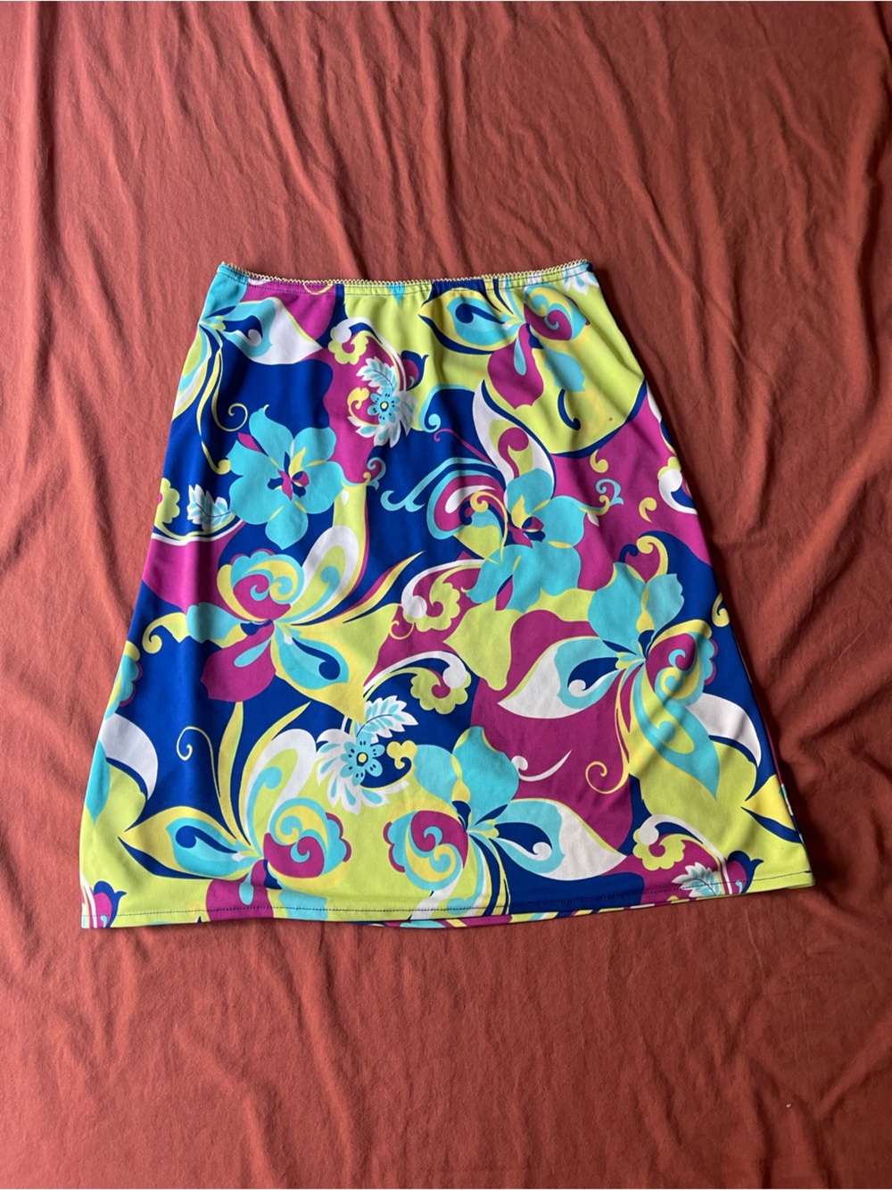Cato Neon Floral Pattern Midi Skirt